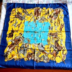 Vintage Hunting / Riding Themed Scarf 33x35